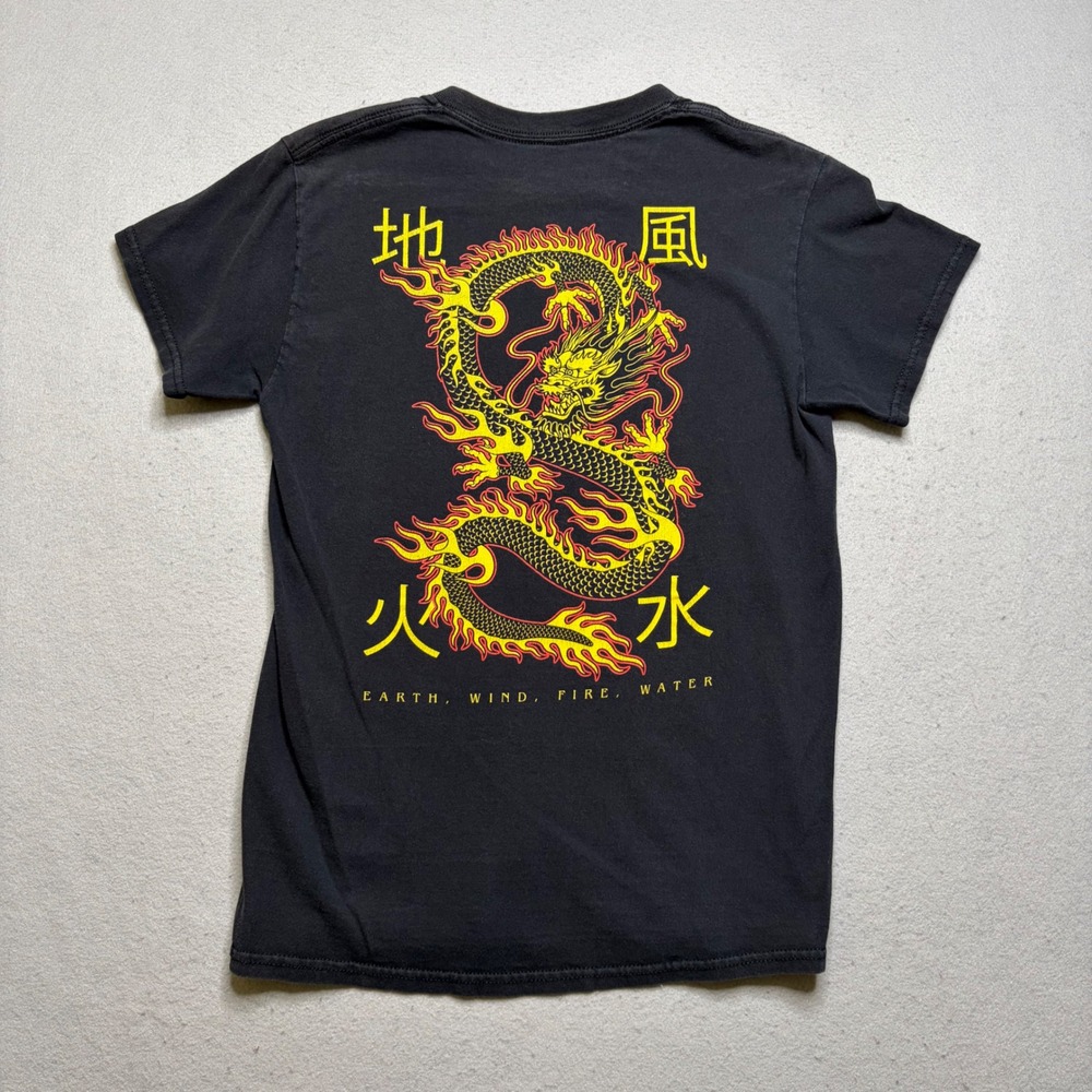 SCW T-Shirt Mens Small Black Dragon Graphic Earth Wind Fire Water Y2K Streetwear